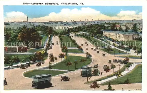 Philadelphia Pennsylvania Roosevelt Boulevard Doppeldeckerbusse Autos Kat. Philadelphia