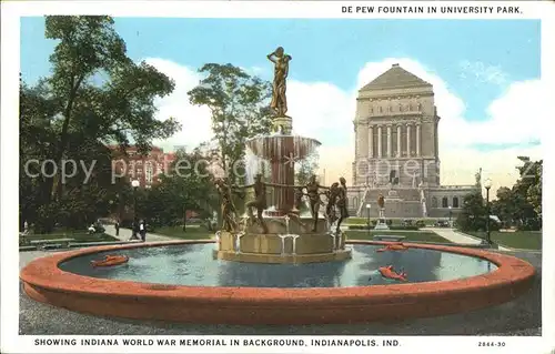 Indianapolis Indiana World War Memorial and de Pew Fountain University Park Kat. Indianapolis