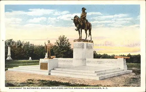 Greensboro North Carolina Monument to Nathaniel Greene Kat. Greensboro