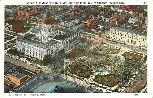 San Francisco California Aeroplane view City Hall Civic Center Kat. San Francisco