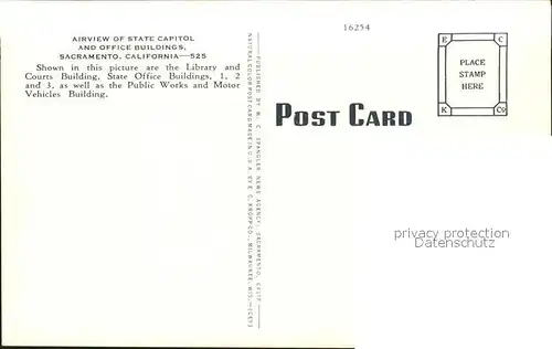 Sacramento California Airview of state capitol office Buildings Kat. Sacramento