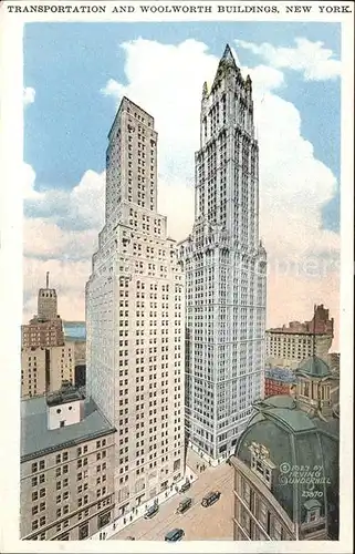 New York City Transportation and woolworth buildings / New York /