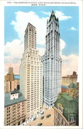 New York City Transportation and woolworth buildings / New York /