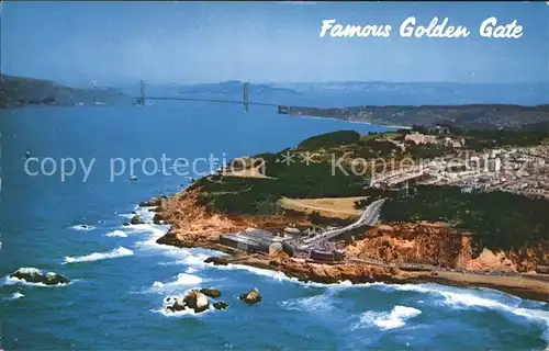 San Francisco California Fliegeraufnahme Golden Gate Bridge Mile Rock Lighthouse  Kat. San Francisco