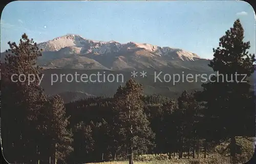 Pikes Peak Blick Pikes Peak vom Rampark Range Road Kat. Colorado Springs