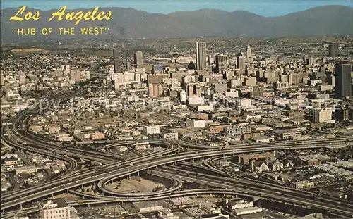 Los Angeles California Fliegeraufnahme downtown Los Angeles showing world Cloverleaf Kat. Los Angeles