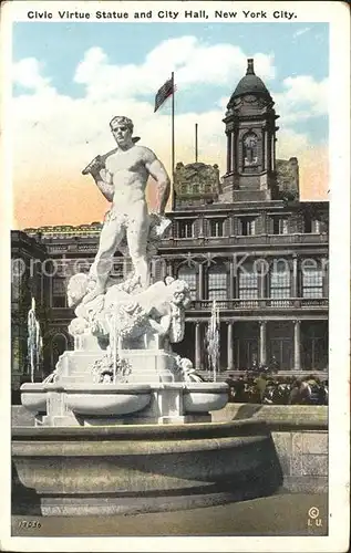 New York City Civic Virtue Statue and City Hall / New York /