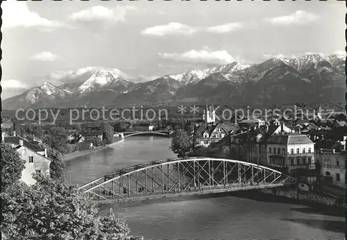 Villach Kaernten Draupartie mit Karawanken Kat. Villach