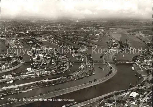 Duisburg Ruhr Fliegeraufnahme Haefen mit Berliner Bruecke / Duisburg /Duisburg Stadtkreis