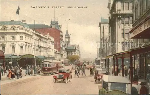 Melbourne Victoria Swanston Street Strassenbahn Autos Kat. Melbourne