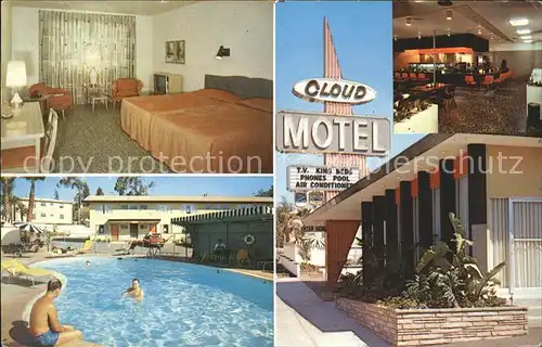 Los Angeles California Cloud Motel Bar Restaurant Swimming Pool Kat. Los Angeles