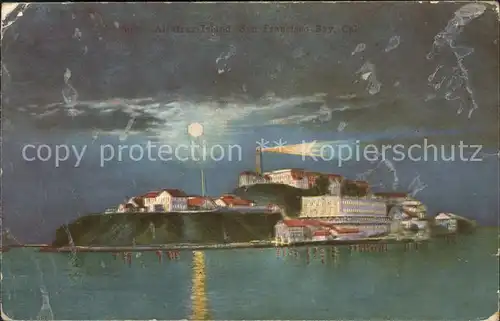 San Francisco California Alcatraz Island at moonlight Kat. San Francisco