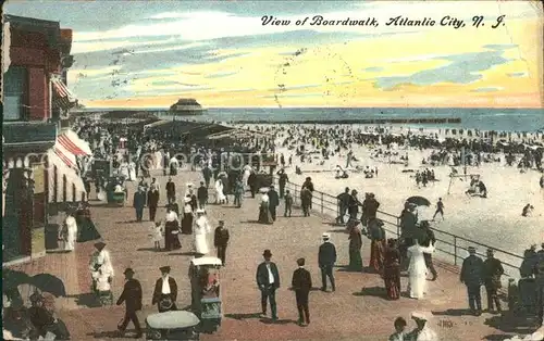 Atlantic City New Jersey View of Boardwalk Beach Kat. Atlantic City