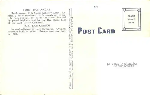 Pensacola Fort Barrancas San Carlos Mccrea in distance Kat. Pensacola