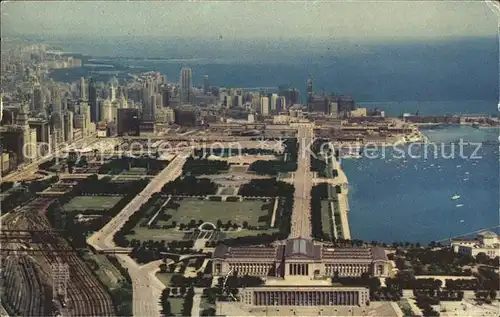 Chicago Illinois Lake Shore Drive Park Beach Yacht anchorage aerial view Kat. Chicago