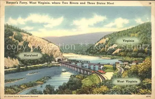 Harpers Ferry West Virginia where three states meet Bridge Railway Kat. Harpers Ferry