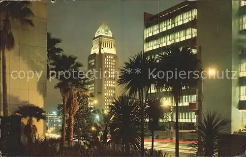 Los Angeles California City Hall and Hall of Records at night Kat. Los Angeles
