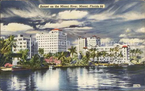 Miami Florida Sunset on Miami River Kat. Miami