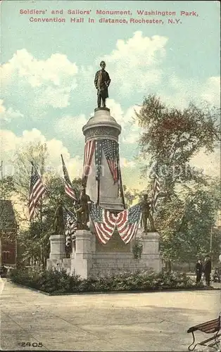 Rochester New York Soldiers and Sailors Monument Washington Park Convention Hall Flag Kat. Rochester
