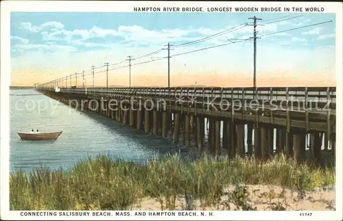 Hampton New Hampshire Hampton River Bridge Wooden Bridge Kat. Hampton