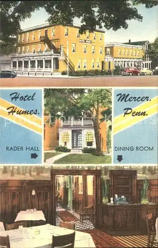 Mercer Pennsylvania Hotel Humes and Rader Hall Kat. Mercer