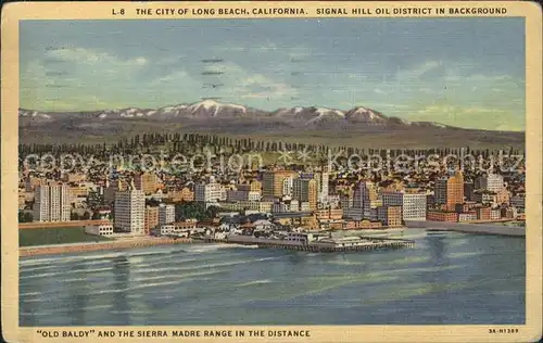 Long Beach California Panorama with Signal Hill Oil Field Sierra Madre Range Old Baldy Kat. Long Beach