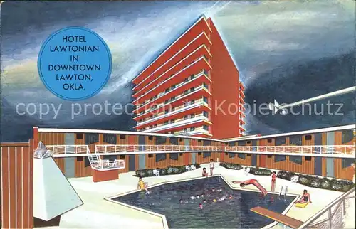 Lawton Oklahoma Hotel Lawtonian Swimming Pool Illustration Kat. Lawton