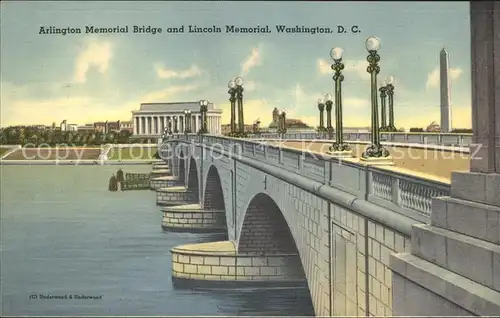 Washington DC Arlington Memorial Bridge and Lincoln Memorial Kat. Washington