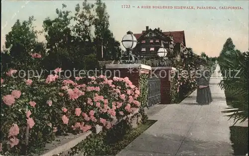 Pasadena California Rose Bordered Sidewalk Kat. Pasadena