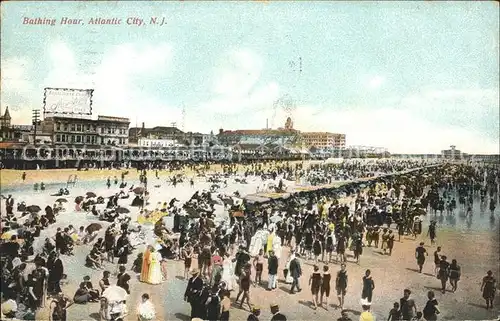 Atlantic City New Jersey Bathing Hour Beach Kat. Atlantic City