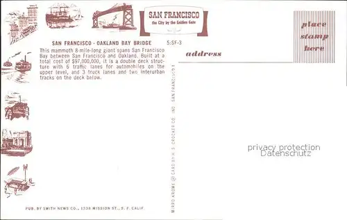San Francisco California Oakland Bay Bridge Kat. San Francisco