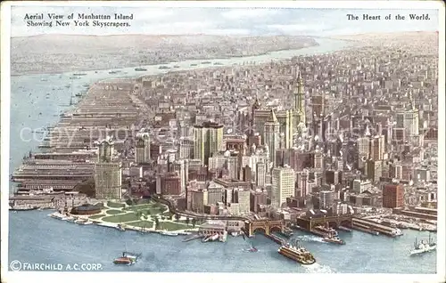 New York City Fliegeraufnahme Skyline Manhattan Island / New York /