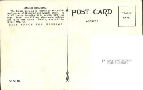 New York City Singer Building / New York /