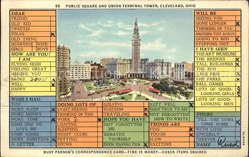 Cleveland Ohio Public Square and Union Terminal Tower Kat. Cleveland