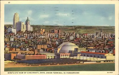 Cincinnati Ohio Fliegeraufnahme Union Terminal  Kat. Cincinnati