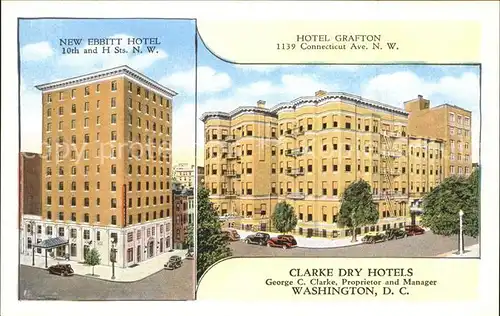 Washington DC New Ebbit Hotel and Hotel Grafton Cars Kat. Washington
