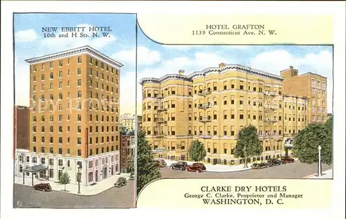 Washington DC New Ebbit Hotel and Hotel Grafton Cars Kat. Washington