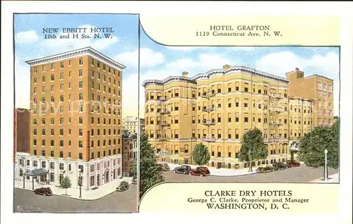 Washington DC New Ebbitt Hotel and Hotel Grafton Cars Kat. Washington