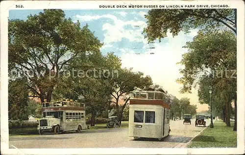 Chicago Illinois Double Deck Motor Busse on LIncoln Park Drive Kat. Chicago
