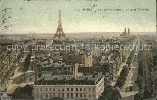 Paris Vue generale prise de l Arc de Triomphe Tour Eiffel Kat. Paris