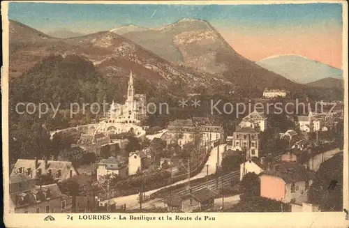 Lourdes Hautes Pyrenees Basilique et Route de Pau Wallfahrtsort Kat. Lourdes