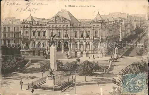 Oran Algerie Hotel de Ville Monument Stempel auf AK Kat. Oran