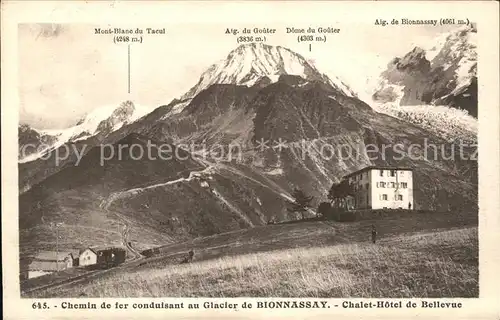 Les Houches Chemin de fer conduisant au Glacier de Bionnassay Chatel Hotel de Bellevue Kat. Les Houches