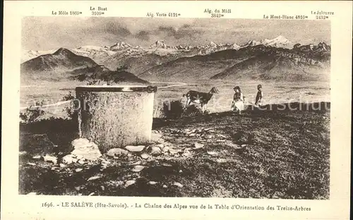 Monnetier Mornex Table d Orientation des Treize Arbres au Saleve Chaine des Alpes Kat. Monnetier Mornex