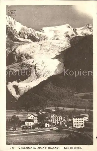 Les Bossons Vue totale Aiguille du Midi Glacier Gletscher Kat. Chamonix Mont Blanc