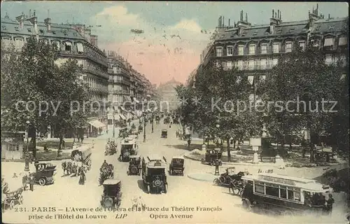 Paris Avenue de l Opera et Place du Theatre Francais Automobile Kat. Paris
