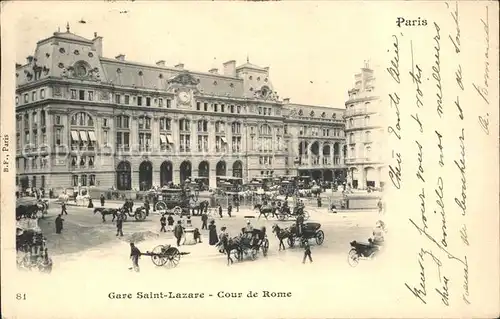 Paris Gare Saint Lazare Cour de Rome Pferdedroschke Kat. Paris