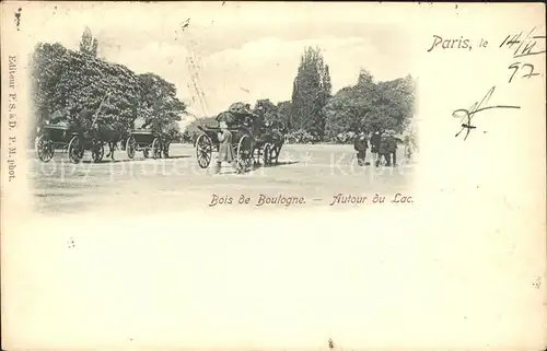 Paris Bois de Boulogne autour du Lac Pferdekutsche Kat. Paris