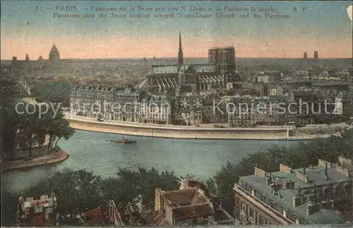 Paris Panorama sur la Seine vers Notre Dame et Pantheon Kat. Paris