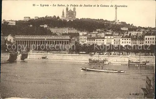 Lyon France Saone Palais de Justice et Coteau de Fourviere Kat. Lyon